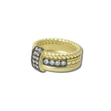 113511, 14K GOLD PLATED PAVE CZ ACCENT TEXTURE RING
