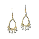 113514, HAMMERED OPENWORK TEARDROP AND SPHERE FRINGE DROP EARRINGS