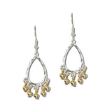113514, HAMMERED OPENWORK TEARDROP AND SPHERE FRINGE DROP EARRINGS