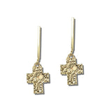 113515, HAMMERED TEXTURED CROSS DROP EARRINGS
