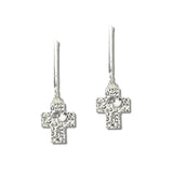 113515, HAMMERED TEXTURED CROSS DROP EARRINGS