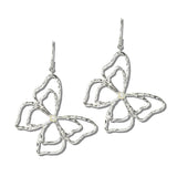 113517, HAMMERED OPENWORK LAYERED BUTTERFLY DROP EARRINGS