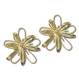 113518, SCULPTURAL OPENWORK WIREFRAME FLORAL STUD EARRINGS