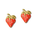 113519, STAINLESS STEEL RED ENAMEL STRAWBERRY STUD EARRINGS
