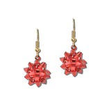 113520, METALLIC CHRISTMAS PRESENT BOW DROP EARRINGS