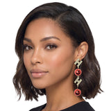 113523, PAVE RHINESTONE CHRISTMAS HO-HO LETTER AND ORNAMENT DROP EARRINGS