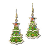 113524, ENAMEL CHRISTMAS TREE WITH RHINESTONE ORNAMENT DROP EARRINGS