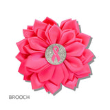 113530, AWARENESS PINK RIBBON SATIN FLOWER BROOCH PIN