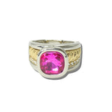 113532, CUSHION CUT CRYSTAL BEZEL SET CABLE STRETCH RING