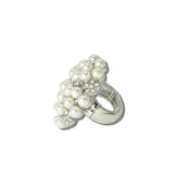 113533, PEARL AND CRYSTAL CLUSTER STRETCH RING