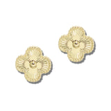 113537, SUNBURST TEXTURED CLOVER STUD EARRINGS