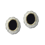 113539, 14K GOLD PLATED OVAL HALO STUD EARRINGS