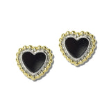 113541, 14K GOLD PLATED DOTTED TEXTURE HEART STUD EARRINGS