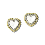 113541, 14K GOLD PLATED DOTTED TEXTURE HEART STUD EARRINGS