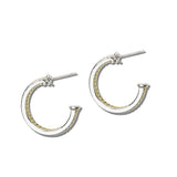 113543, 14K GOLD PLATED DOTTED TEXTURE HOOP EARRINGS