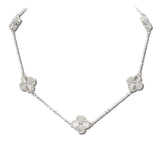 113547, SUNBURST TEXTURED MULTI CLOVER STATION NECKLACE