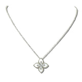 113548, 14K GOLD PLATED MOTHER OF PEARL CZ QUATREFOIL PENDANT NECKLACE