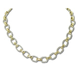 113551, 14K GOLD PLATED TWO TONE CABLE LINK WITH BALL CLASP NECKLACE