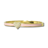 113557, STAINLESS STEEL PAVE CZ HEART ENAMEL HINGED OPEN BANGLE BRACELET