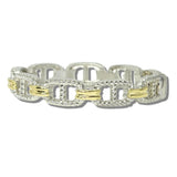 113558, 14K GOLD PLATED TWO TONE MARINER LINK BANGLE BRACELET