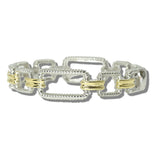 113559, 14K GOLD PLATED TWO TONE TEXTURED PAPERCLIP LINK BRACELET