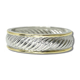 113560, 14K GOLD PLATED TWO TONE CABLE TEXTURE BANGLE BRACELET