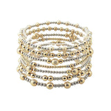 113564, MULTI LAYERED TEXTURED BEADED STRETCH BRACELET