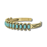 113575, WESTERN ANTIQUED TURQUOISE CABOCHON ROW CUFF BRACELET