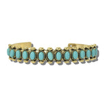 113575, WESTERN ANTIQUED TURQUOISE CABOCHON ROW CUFF BRACELET