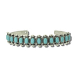 113575, WESTERN ANTIQUED TURQUOISE CABOCHON ROW CUFF BRACELET