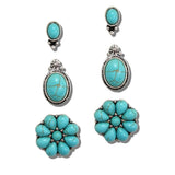 113576, 3 PAIR WESTERN STONE CABOCHON STUD EARRINGS SET