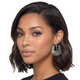 113591, WESTERN ENGRAVED FLORAL BELT BUCKLE DANGLE EARRINGS
