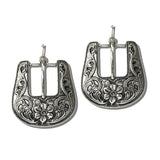 113591, WESTERN ENGRAVED FLORAL BELT BUCKLE DANGLE EARRINGS