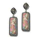 113598, WESTERN COTTON CANDY STONE RECTANGLE DROP EARRINGS