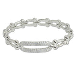 108096, 14K GOLD PLATED MICRO PAVE CUBIC ZIRCONIA ACCENT DESIGNER INSPIRED BRACELET