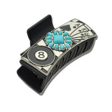 113603, WESTERN GAMBLING ROYAL FLUSH AND 8 BALL STONE HAIR CLAW CLIP