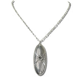 113606, WESTERN SUNBURST OVAL PENDANT PAPERCLIP CHAIN NECKLACE