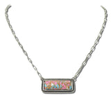 113622, WESTERN COTTON CANDY STONE BAR PAPERCLIP CHAIN NECKLACE