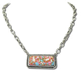 113624, WESTERN COTTON CANDY STONE BAR PAPERCLIP CHAIN NECKLACE
