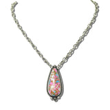 113625, WESTERN COTTON CANDY STONE TEARDROP PENDANT NECKLACE