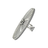 113636, WESTERN ANTIQUED METAL ELONGATED OVAL SUNBURST CONCHO CUFF RING