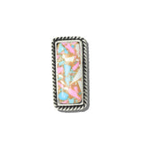 113644, WESTERN COTTON CANDY STONE RECTANGLE CUFF RING