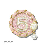113652, TWEED NUMBER 5 WOVEN CHAIN MEDALLION DUAL BROOCH AND HAIR CLIP