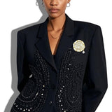 113652, TWEED NUMBER 5 WOVEN CHAIN MEDALLION DUAL BROOCH AND HAIR CLIP