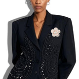 113655, TWEED CAMELLIA FLOWER PEARL TRIMMED DUAL BROOCH AND HAIR CLIP
