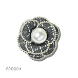 113656, TWEED CAMELLIA FLOWER RHINESTONE-TRIMMED DUAL BROOCH AND HAIR CLIP