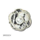 113656, TWEED CAMELLIA FLOWER RHINESTONE-TRIMMED DUAL BROOCH AND HAIR CLIP