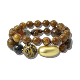 113662, 2 PIECE LEOPARD PRINT AND METALLIC ACCENT STRETCH BRACELET