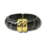 113678, MARBLED RESIN AND METALLIC ACCENT HINGED CUFF BRACELET