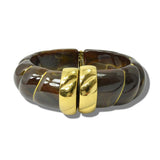 113678, MARBLED RESIN AND METALLIC ACCENT HINGED CUFF BRACELET
